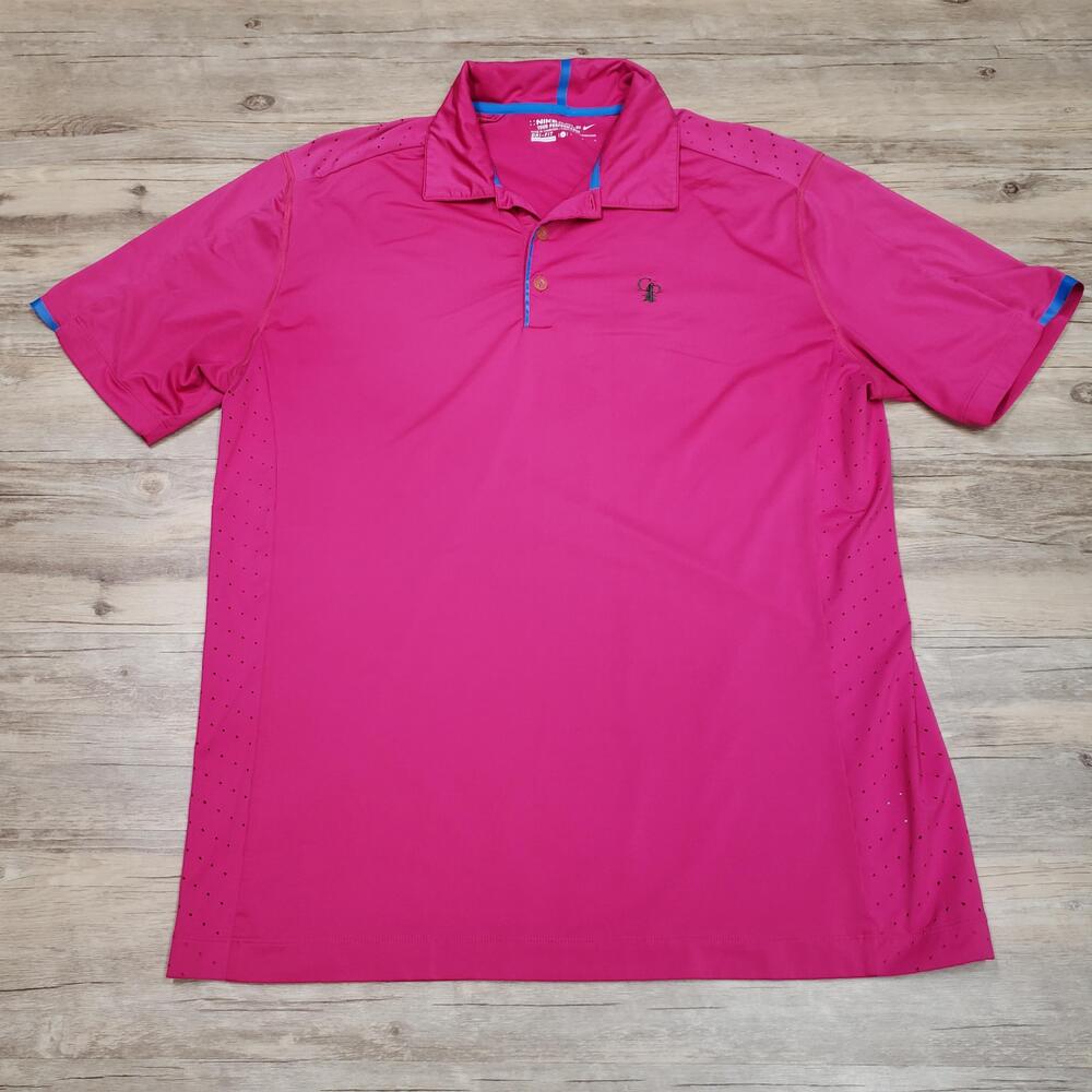 Calusa Pines Nike Golf Polo Shirt Mens Large Pink Dri-FIT Tour Perforated Golf